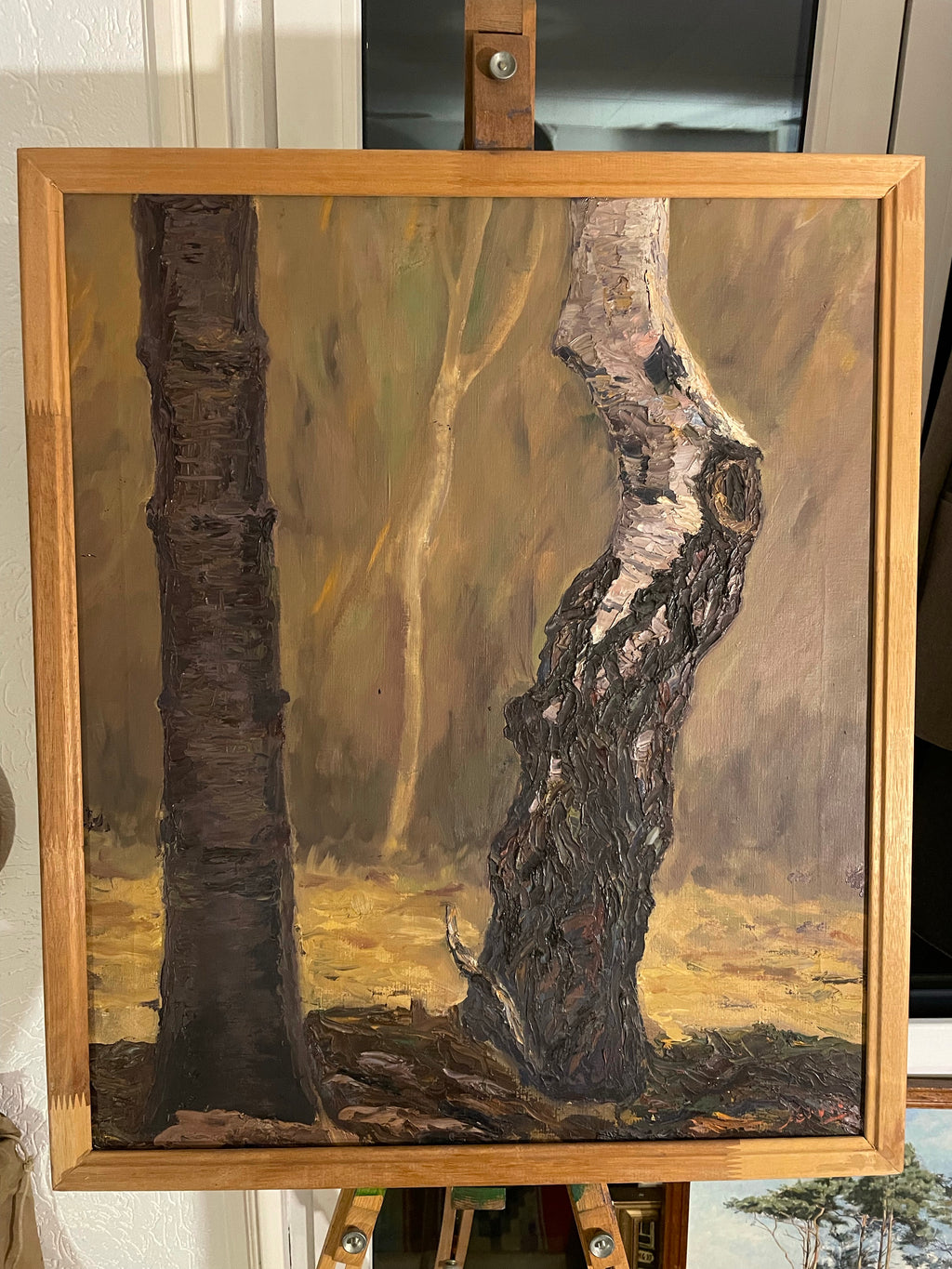 Olieverfschilderij van 2 bomen